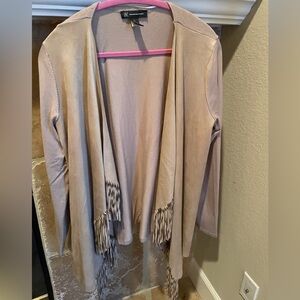 NWOT VTG Taupe Faux Suede Fringe Sweater Jacket Boho Western Rodeo XL